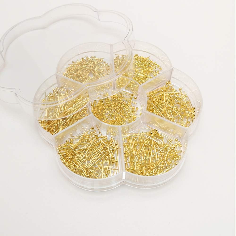 Chenkou Craft Assorted 700pcs Mix Size Brass Ball Head Pins for Jewelry Making (Gold, Mix)