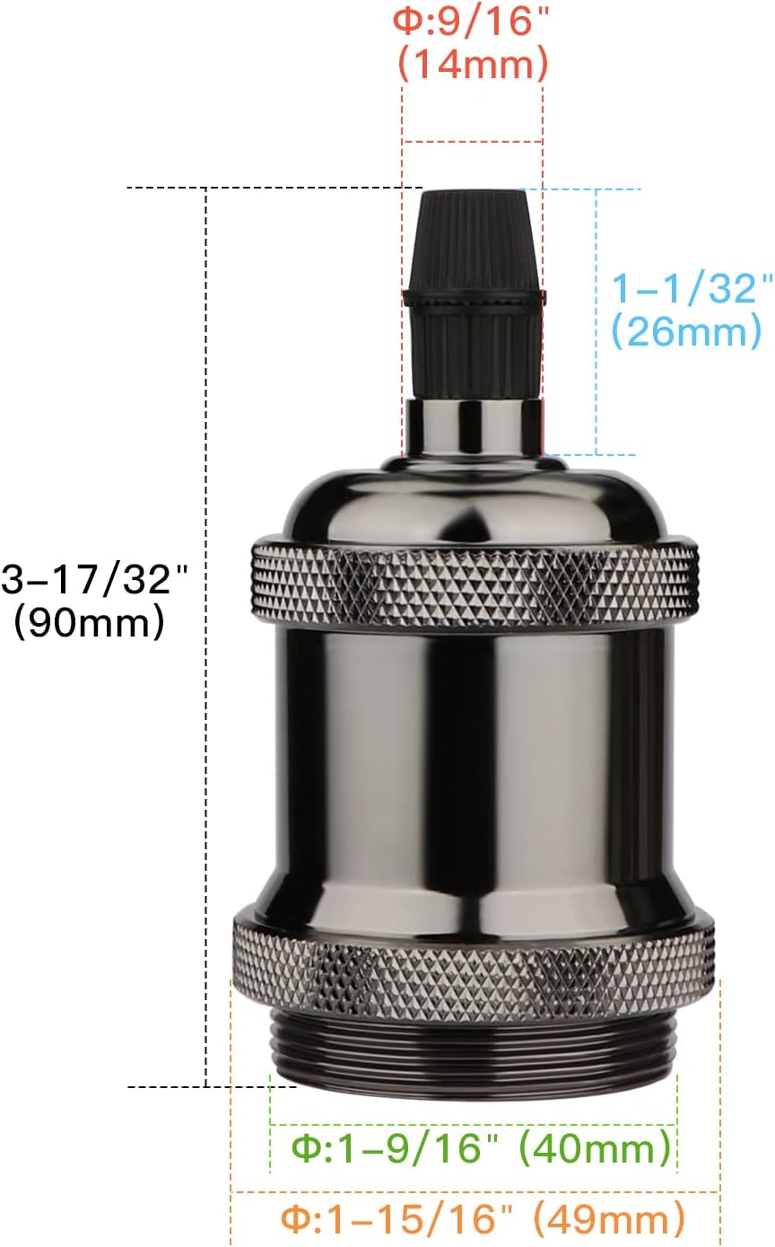 Zevnico E27 Lamp Holder, 4 Pcs E27 Bulb Holder, Gloss Black Vintage Socket Light Bulb Holder, Ceramic Rated 4A 250V - Image 4