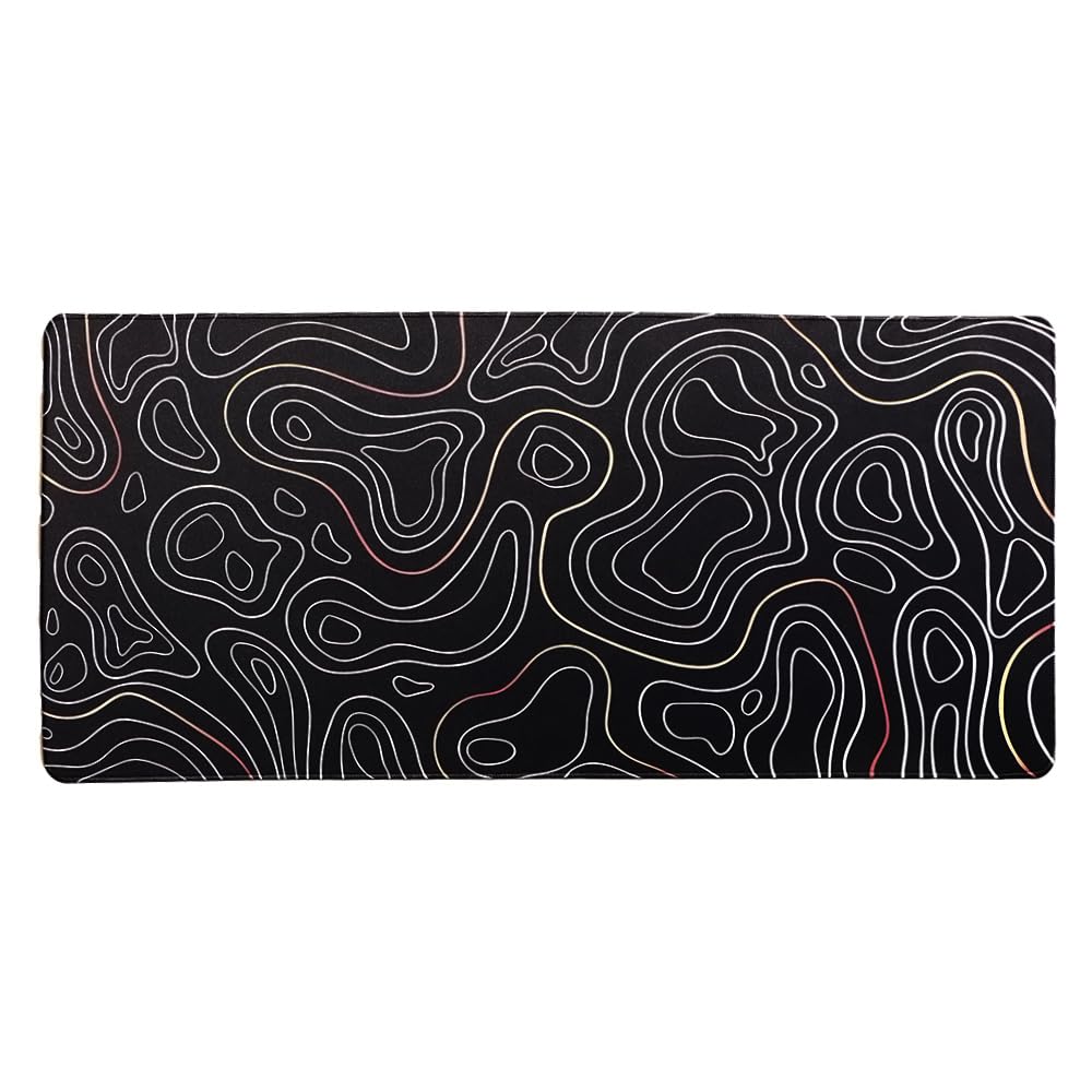 Gaming Mouse Pad, Large Desktop Mat with Premium Micro-Woven Fabric and Stitched Edges, Non-Slip Rubber Base, Suitable for Office and Gaming (35.4X15.7 Inches) (Platinum line Gradient)