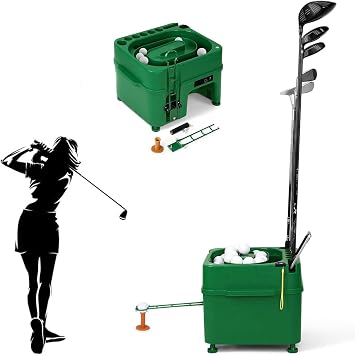 Automatic Golf Ball Dispenser Machine, 5000MAH 40 Golf Balls Driver with Height Adjustable, Golf Club Organizer, Dual-Mode, Golf Ball Tee Up Machine for Golf Driving Range