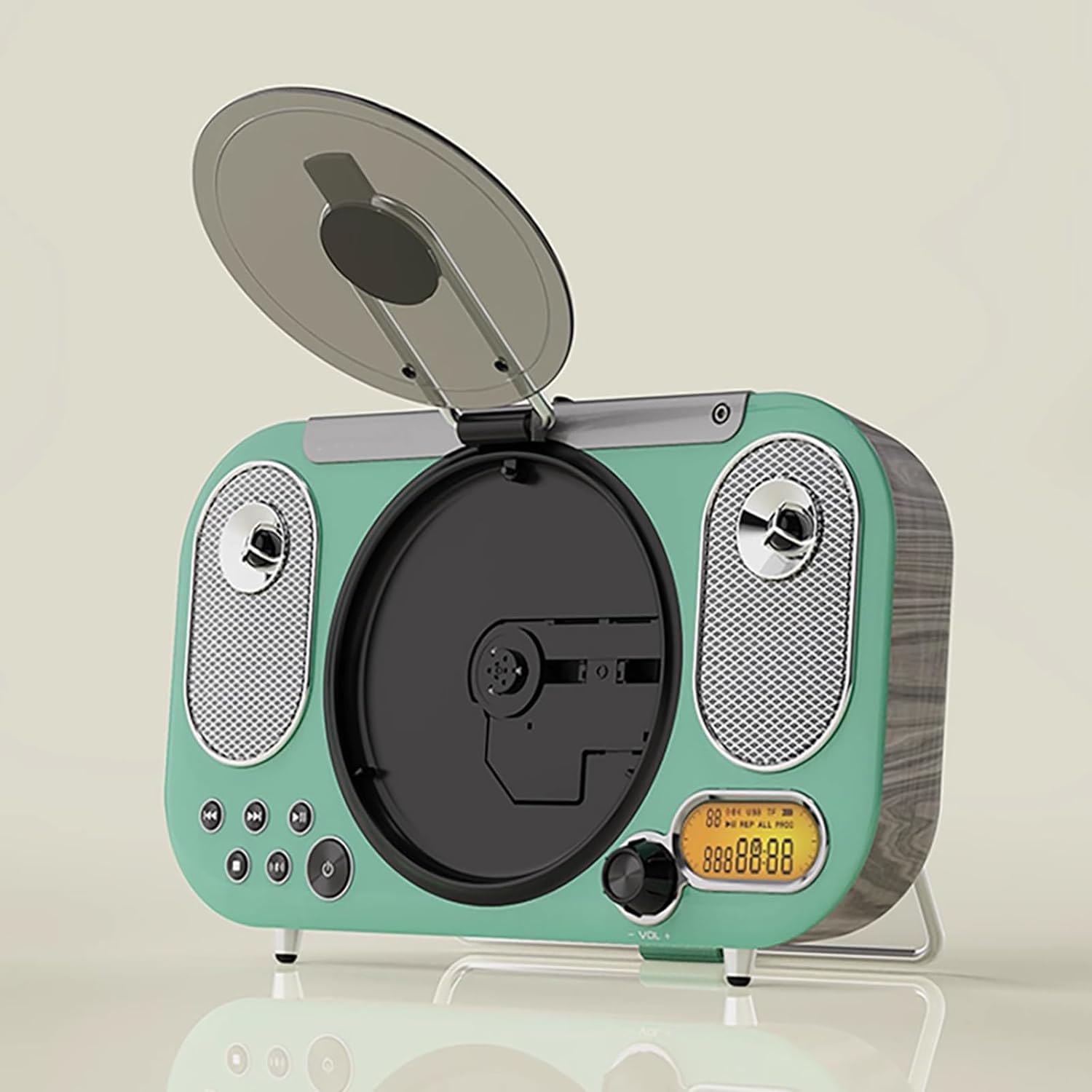 Lettore musicale Bluetooth, lettore CD da tavolo con display LCD, presa USB/TF/cuffie, protezione antislittamento, ricaricabile, per casa e ufficio