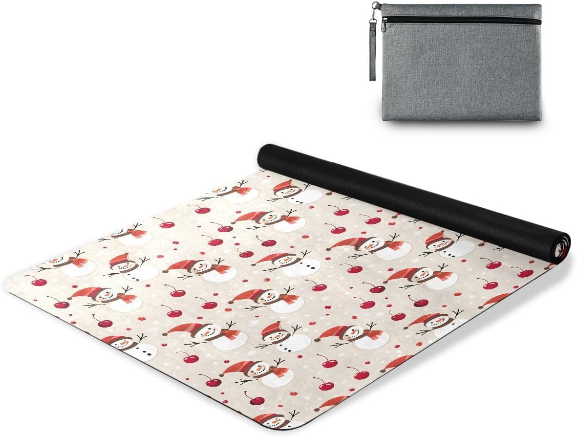 ALAZA Snowmanred Cherry Pattern Yoga Mat Non Slip Fitness Exercise Mat, Workout Mat for Yoga, Pilates and Floor Exercises