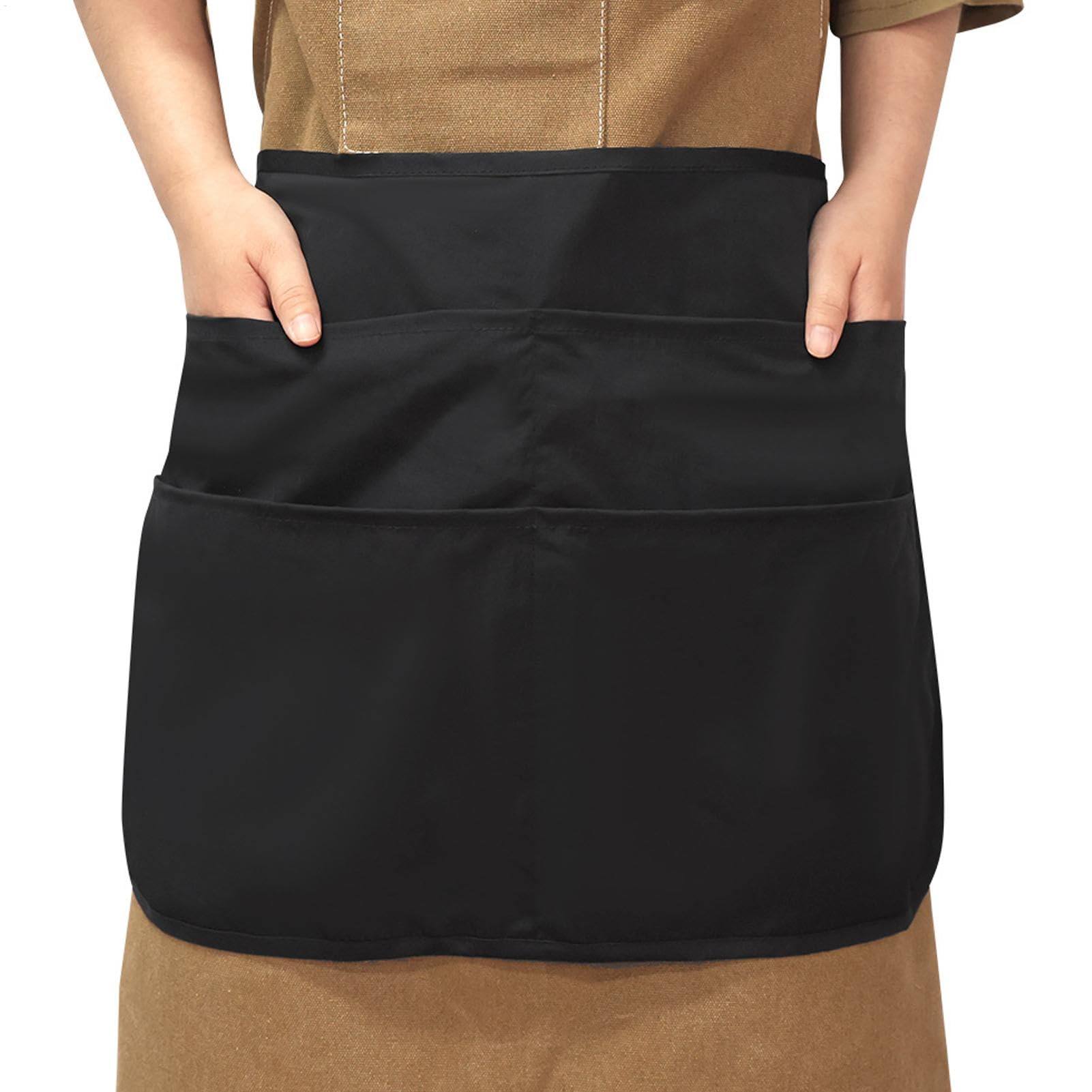 Half Apron for Cooking, Bistro Server Apron | Barber Shop Apron Gardener Unisex Waist Apron - Stain Resistant Waitress Apron Server Waitress Half Apron with 4 Pockets for Kitchen, Garden, Craft Table,