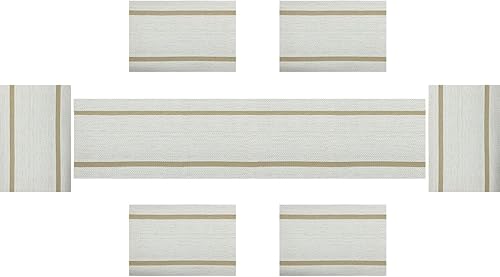 Miniatura 128 de PIGCHCY Juego de 6 manteles individuales beige de vinilo PVC duraderos para mesa de comedor, manteles individuales resistentes al calor, Beige -