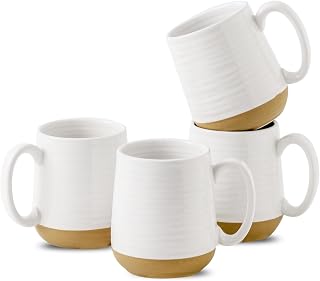 Hasense 15oz Ceramic Coffee Mugs Set of 4 - Large Comfortable Handle White Mugs, Dishwasher Microwave Safe, Ideal Wedding Gift