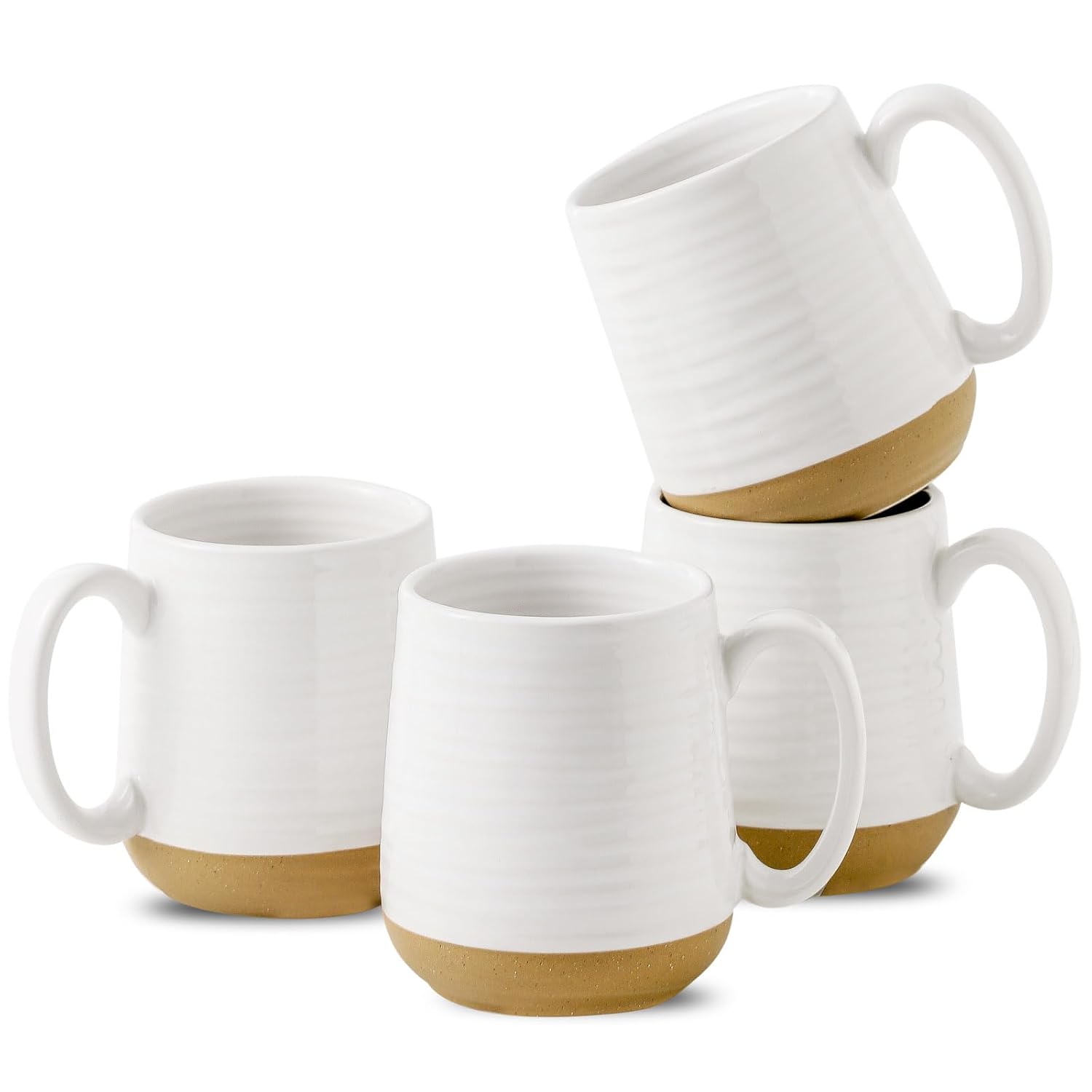 HASENSE Coffee Mugs Set of 4 15 oz Ceramic Coffee Cups with Comfortable Handle Large Tea Cups for