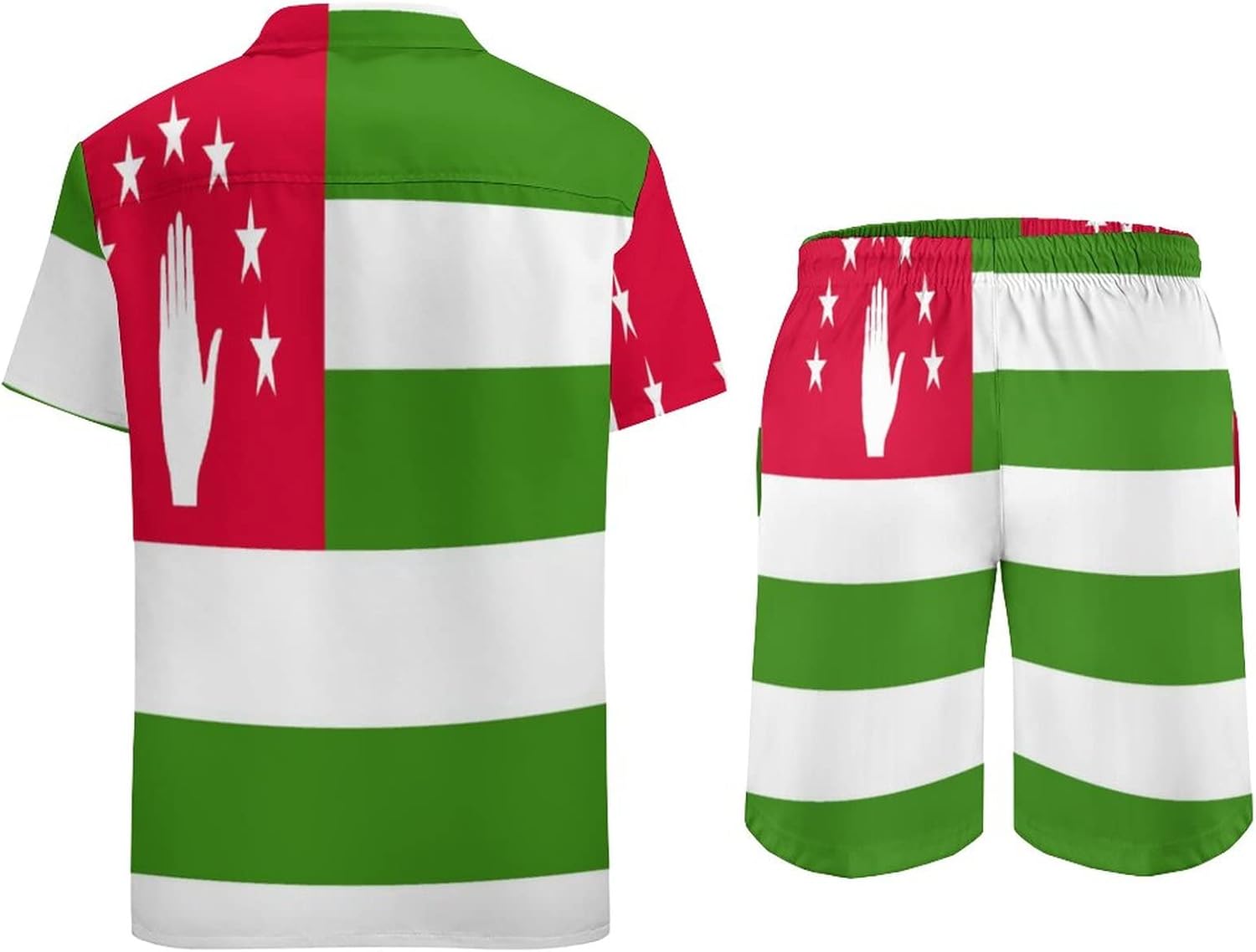 TAIZIYEAH Mens Shirts And Shorts Set 2 Pieces Abkhazia Flag Casual Short Sleeve Shirt Suits for Men M