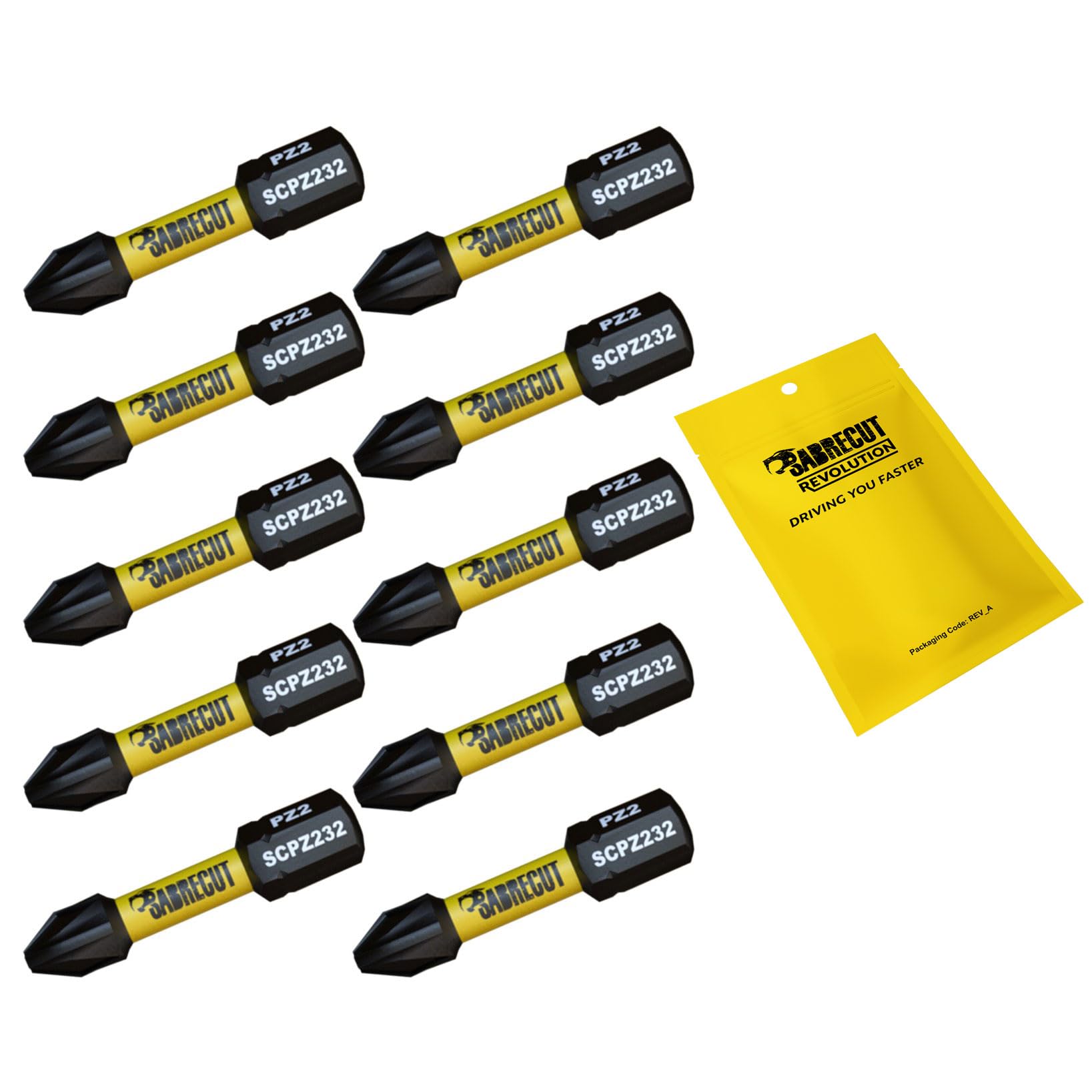 Sabrecut 10 X Scpz232_10 32Mm Pz2 Magnetic Impact Screwdriver Driver Bits Set Pozi Pozidriv Heavy Duty