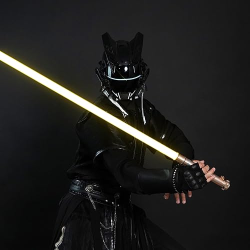 Miniatura 30 de CUSTOM SABER Sable de luz RGB con 12 colores cambiantes, 4 fuentes de sonido/empuñadura de metal, soporta duelo pesado, sable de luz ajustable