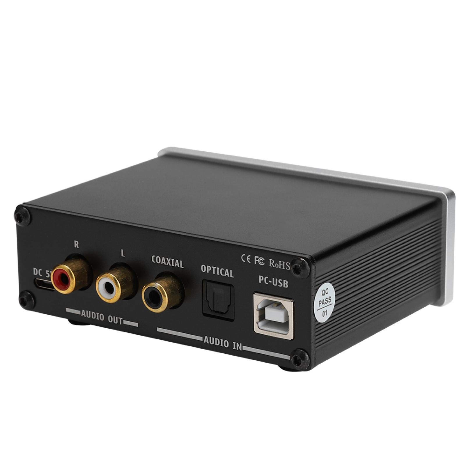EBTOOLS1 Decodificador de Audio con decodificación DAC, Amplificador de Auriculares USB, Amplificador estéreo Digital, Amplificador decodificador de Audio doméstico, Entrada USB para PC(Plata)