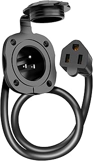 WELLUCK 15 Amp 125V AC Power Inlet Port Plug with Integrated 18" Extension Cord