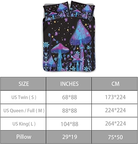 Miniatura 4 de BIGCARJOB Juego de funda de edredón de hongos, juego de funda de edredón con patrón de hongos trippy, juego de ropa de cama de dibujos animados para