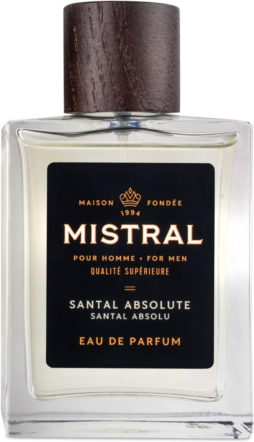 Mistral Men’s Cologne – Santal Absolute Eau de Parfum | Warm & Woody Masculine Scent with Cinnamon, Musk, Patchouli & Sandalwood | Cruelty-Free & Long-Lasting Cologne for Men, Made in France - 3.4 Oz