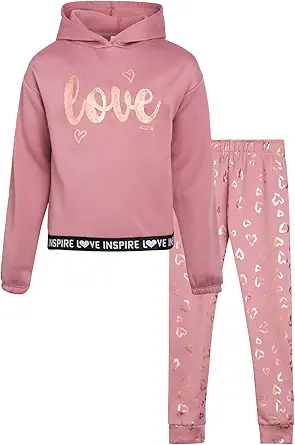 RBX Girls' Active Sweatsuit Set - 2 Piece Fleece Hoodie Sweatshirt and Jogger Pants (Size: 7-16)