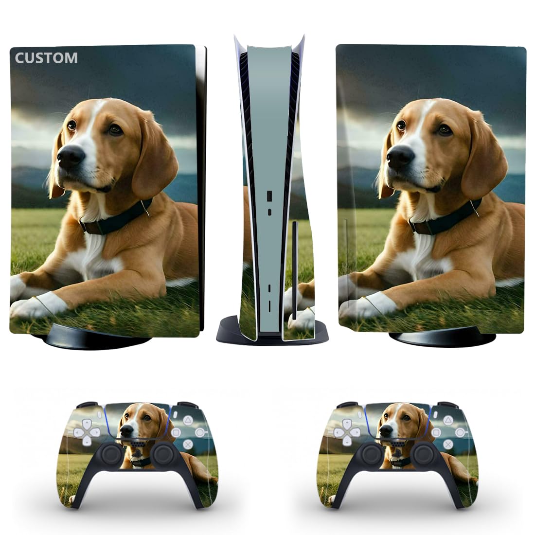 Fundas de vinilo personalizadas para controlador y consola de PS5 versión de disco con tus propias imágenes, calcomanía personalizada para PS5 estándar