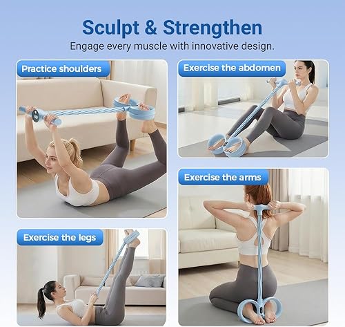 Miniatura 7 de Extractor de pedal inteligente con contador, banda de resistencia de 6 tubos con asas, brazo de gimnasio en casa y banda de pedal de entrenamiento