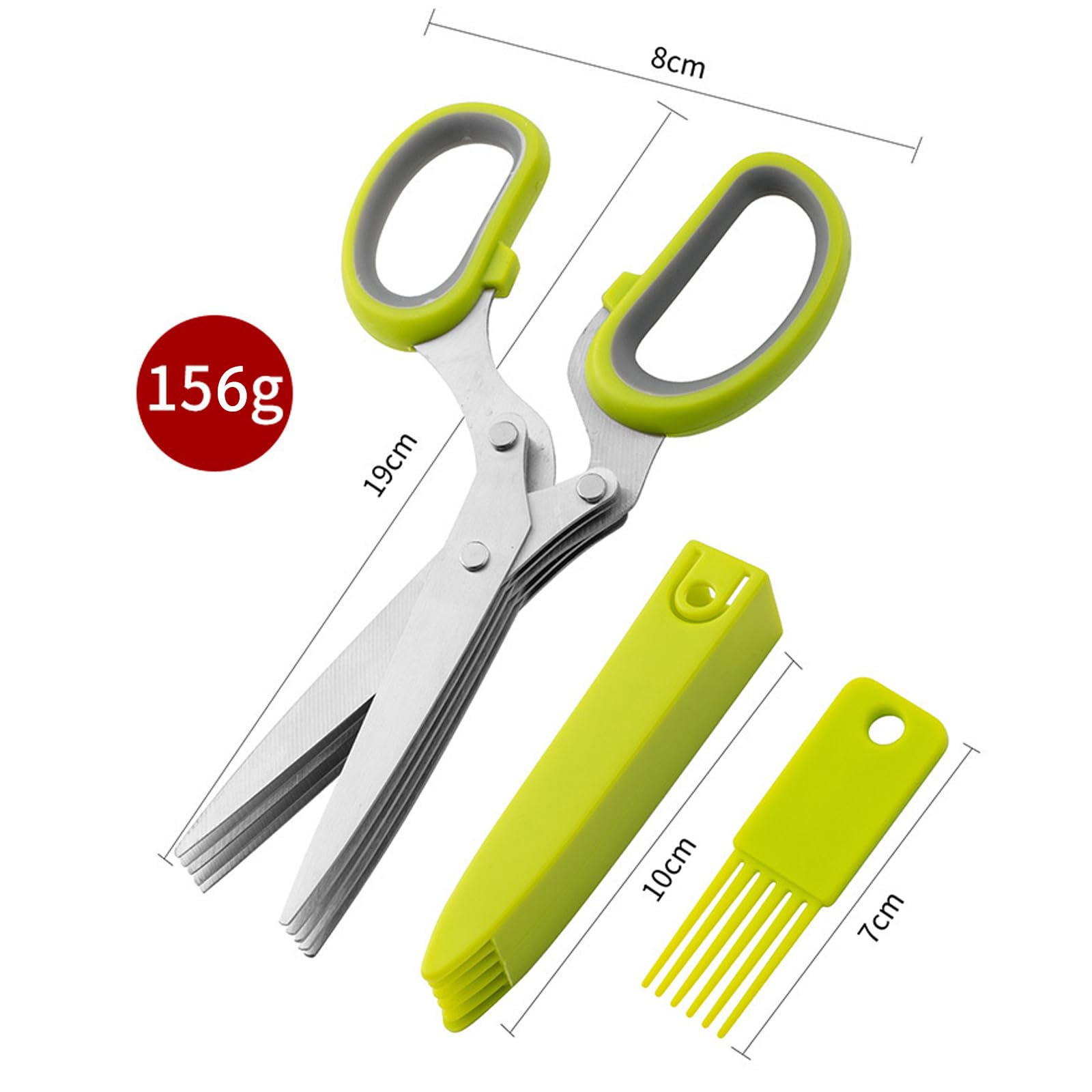 Jidyllic Herb Scissors,5 Blade Kitchen Herb Shears Stainless Steel Multi Blade Kitchen Scissors with Lid and Cleanup Comb for Chopping Chive Onion Cilantro Vegetables - Image 2