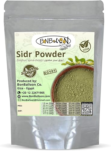 bonballoon Seder Sidr hojas de polvo hidratante para el cuidado de la piel del cabello, cuerpo (Lote Tree Jujube Ziziphus Spina Christi Christ