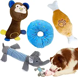 Kit 4 brinquedo mordedor pelucia Pet com barulho cachorro gato (Azul)