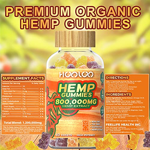 HOOLOO Hemp Gummies, 800,000mg Fruity Gummy Bear Hemp Extract, Vegan, Made in USA - Image 7