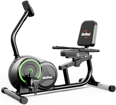 Recumbent Exercise Bike with Arm Exerciser, Soft Adjustable Seat for Home
