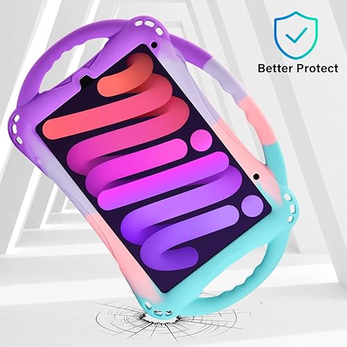 Miniatura 2 de TopEsct Funda para niños para iPad mini 7 (A17 Pro) 2024  iPad Mini6 2021, funda de silicona a prueba de golpes con asa y soporte para iPad mini de
