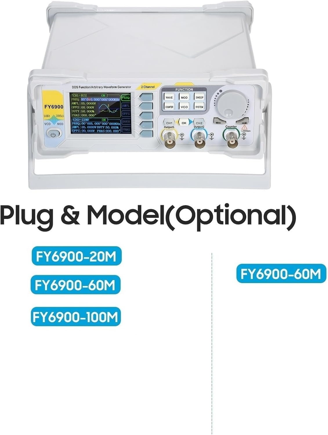 20/60/100MHz Module Digital DDS Signal Generator Waveform Generator Pulse Signal Source 300MSa/s Frequency Meter(6900 100MHz)