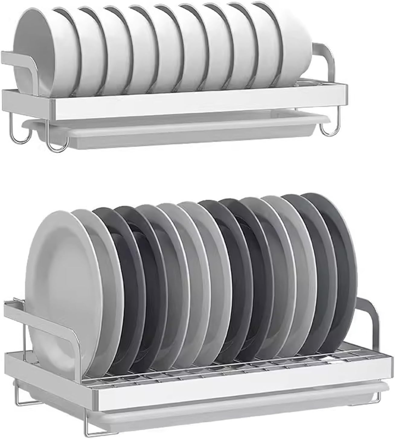 Hanging Dish Rack, Wall Mounted Dish Drying Rack Stainless Steel Dish Rack Over Sink Dish Drying Rack Kitchen Plate Organizer Storage Shelf