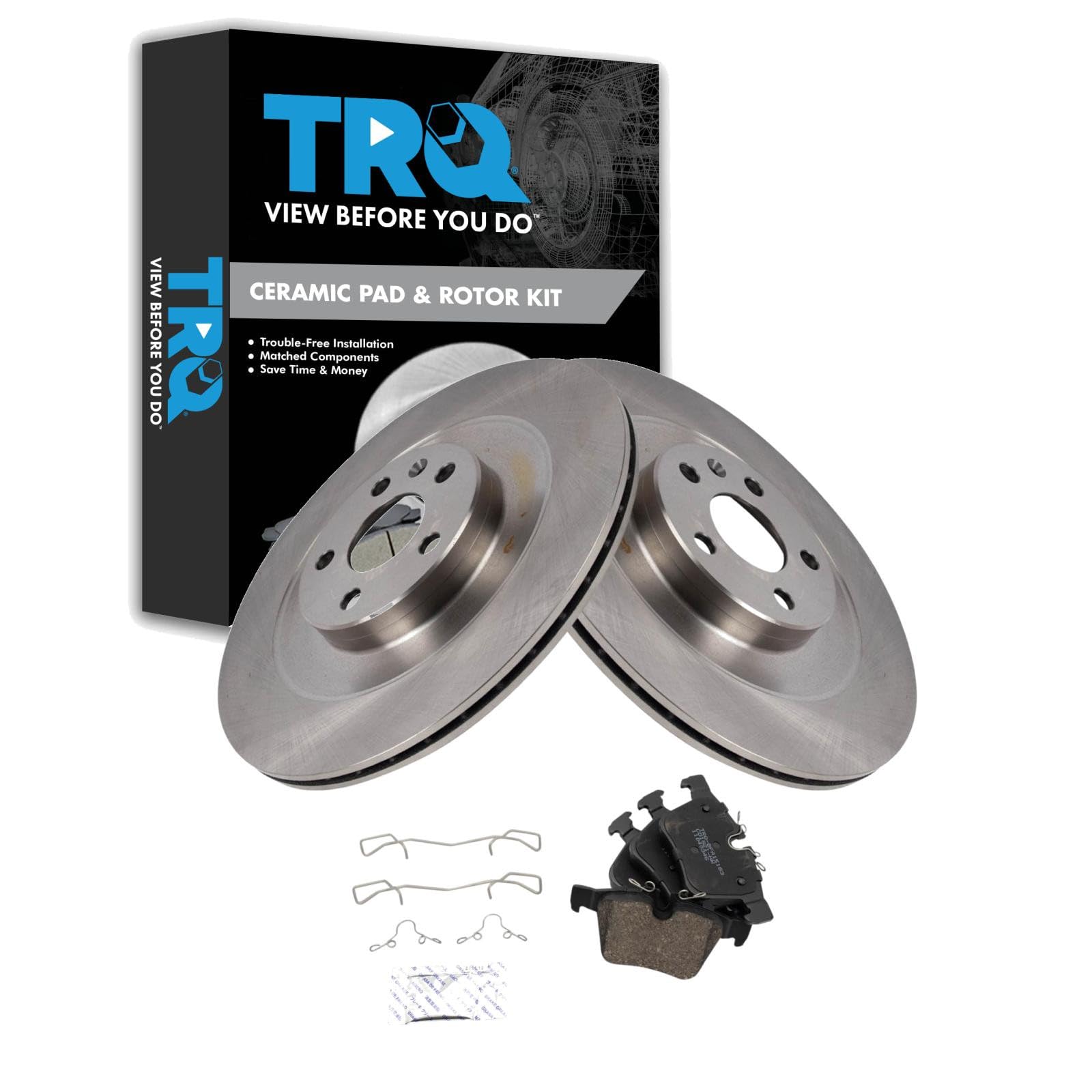 TRQ Rear Brake Pad and Rotor Set Ceramic Compatible with 2016-2019 Volvo XC90