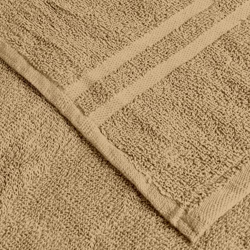 Image of Divine Casa Cotton Towel Set 1 Bath + 2 Hand Towels Beige, 550 GSM Ultra Soft & Highly Absorbent, Bath 150 x 75 cm & Hand 60 x 40 cm