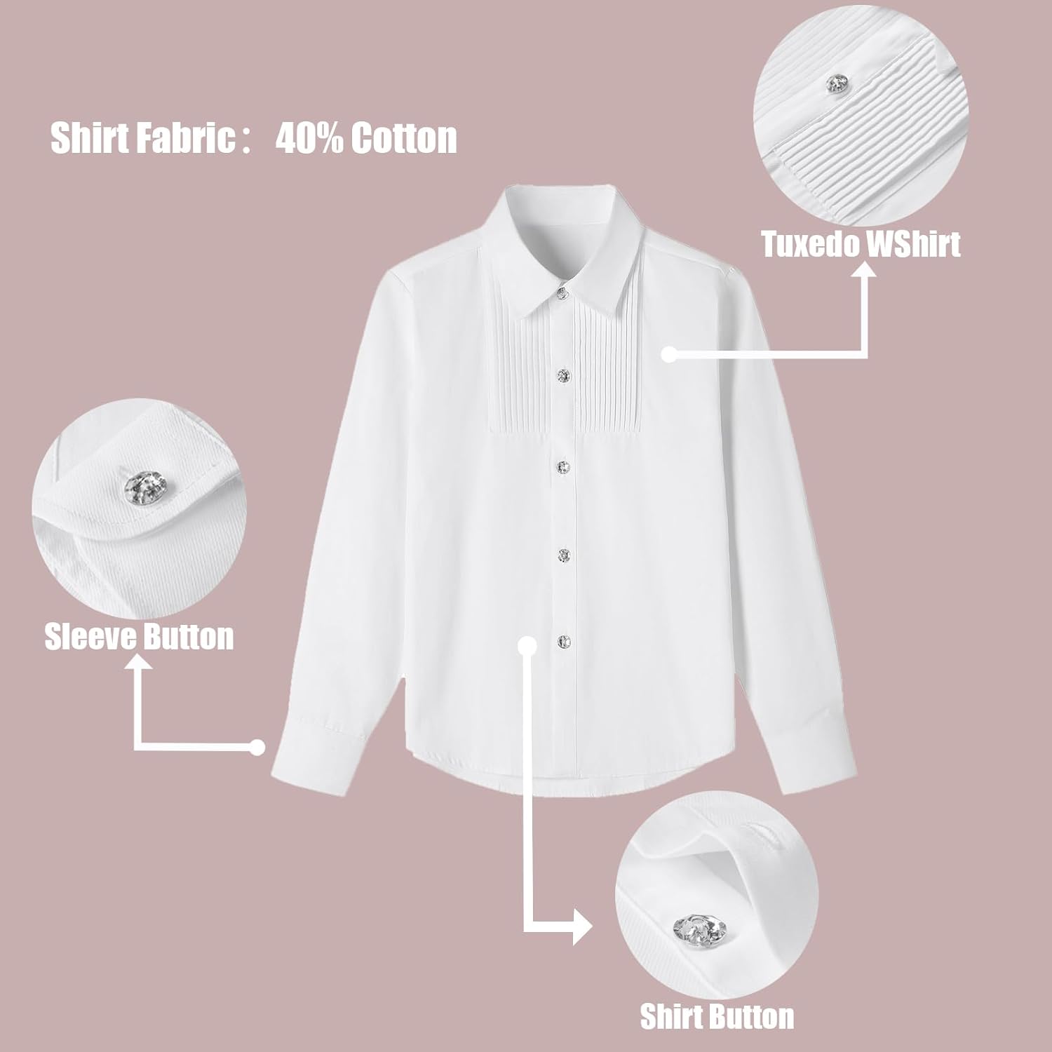 Rogers & Morris Boys Velvet Tuxedo Suit Formal Outfits Slim Fit Kids 5 Piece Set Peak Lapel Tuxedo - Image 4