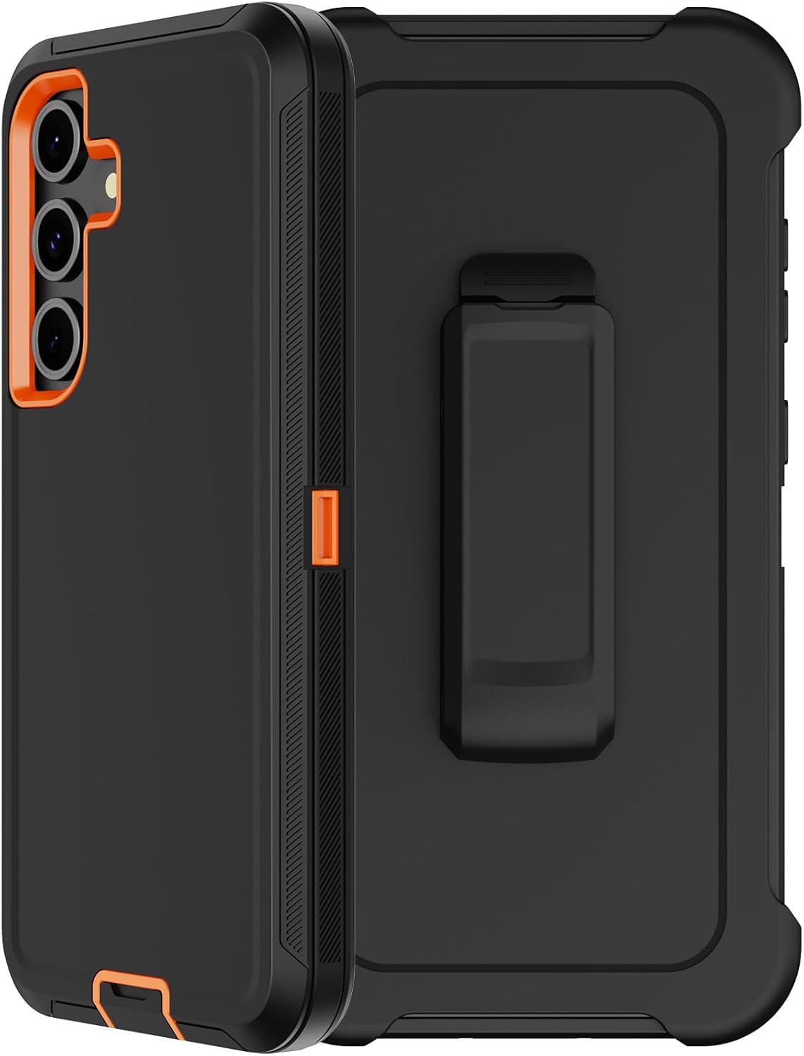 RubCase for Samsung Galaxy S24 FE Case with Belt Clip Holster, 2 x Screen Protector, Heavy Duty Military Grade Full Body Shockproof Rugged Protective Cover for Samsung Galaxy S24 FE Orange