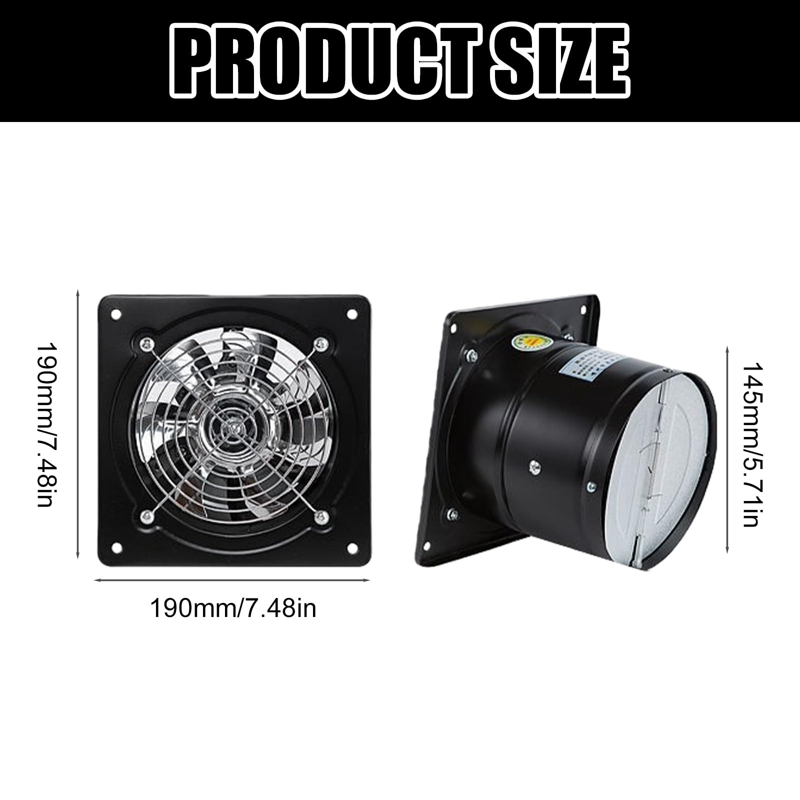 Ventilador de aire de 150 mm, ventilador de pared industrial, 525 m³/h, silencioso con válvula de retorno, calidad del aire mejorada, ventilador de cocina con interruptor para baño, garaje, sótano