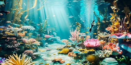 YongFoto Aquarium Background 48x18 Coral Reef Seaweed Reef