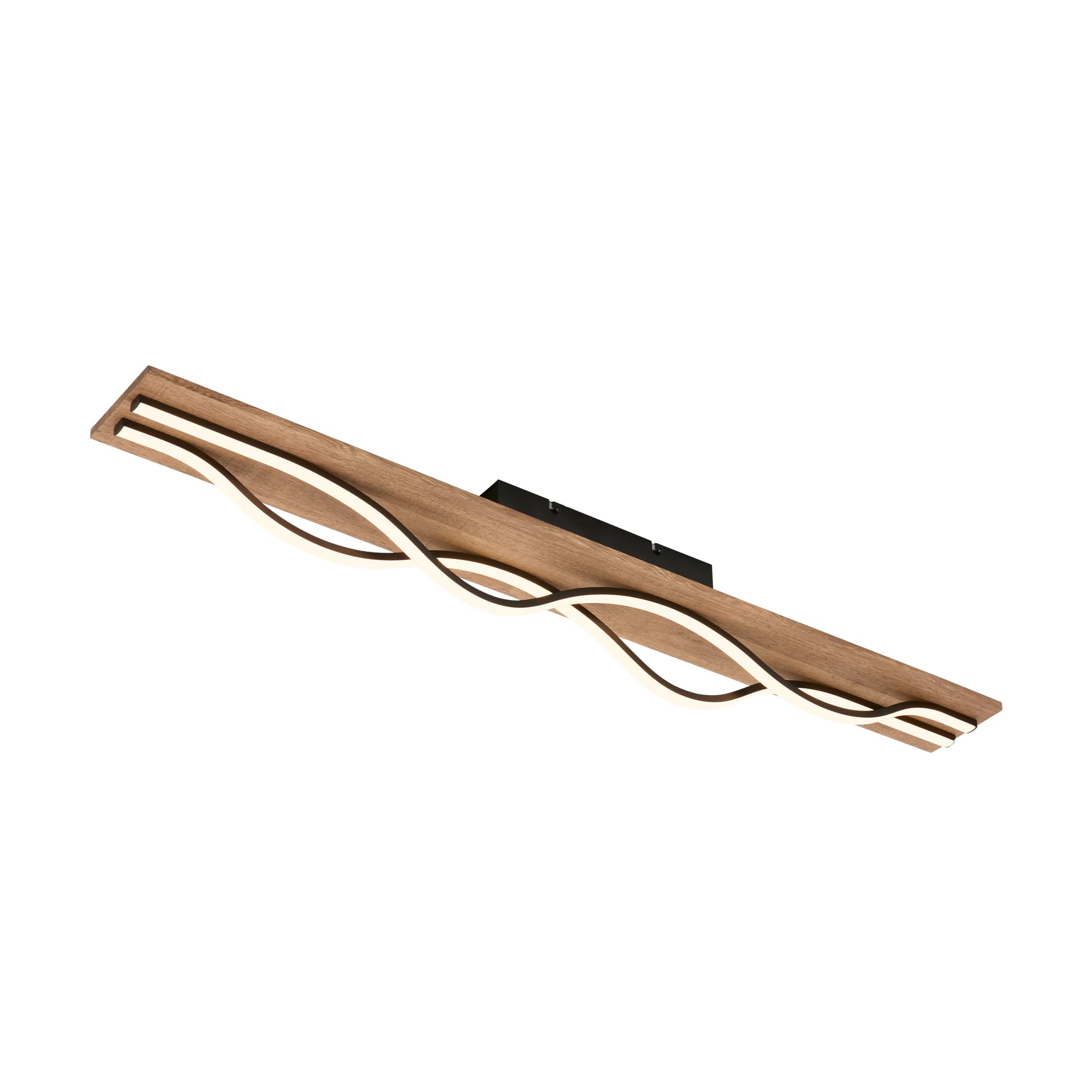 BRILONER - LED Deckenlampe Vintage mit Wellenform, warmweißes Licht, Holzbasis, LED Deckenleuchte, Lampe, Wohnzimmerlampe, Schlafzimmerlampe, Küchenlampe, Deckenbeleuchtung, 98 cm, Schwarz-Holz