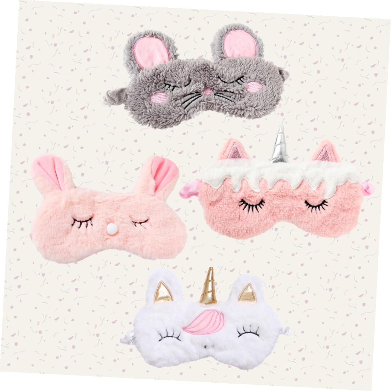 Healeved 12pièces Masque De Sommeil Peluche Forme De Lapin Et Licorne De Cache-yeux Kawaii Pour Voyage Sieste Et Anniversaire