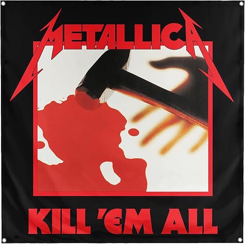 Banger - Metallica Kill 'Em All Iconic Rock Band - Bandera inspiradora motivacional para dormitorio, oficina, gimnasio, pared, decoración de