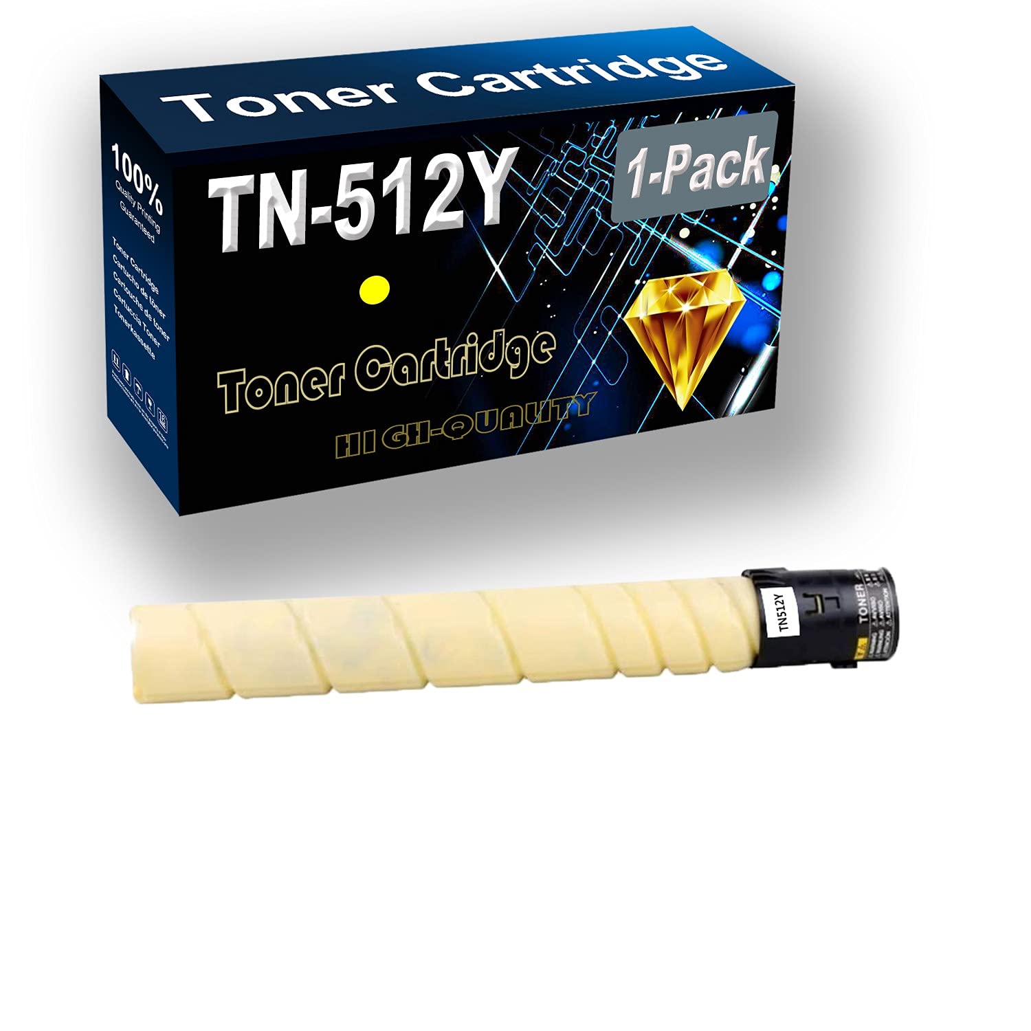 1-Pack (Yellow) Compatible Color Toner Cartridge Replacement for Konica Minolta TN-512 TN512 TN-512Y Printer Cartridge use for Konica Minolta Bizhub C454 C554 Printer