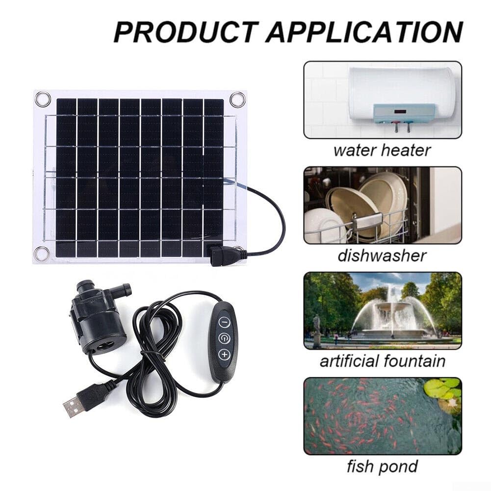 Fontana Solare da 12V 10W con Interruttore di Regolazione, Kit Pannello Solare per Piscina, Bagno per Uccelli Interno/Esterno e Piccolo Stagno