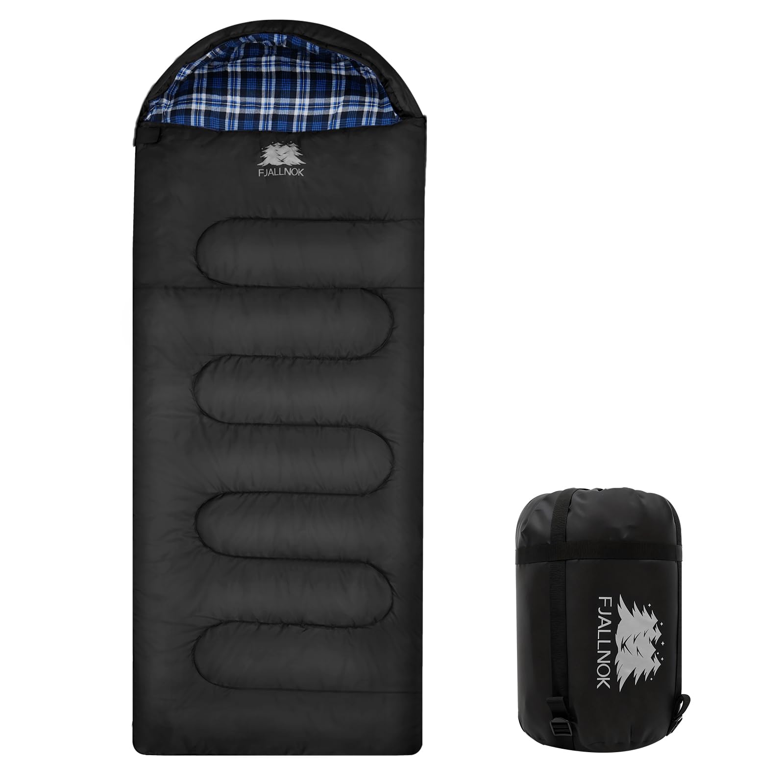 Photo 1 of FJALLNOK Warm & Cold Weather Sleeping Bag,100% Cotton Flannel,Extra-Large for Adults & Kids,Lightweight Waterproof for Camping Hiking and Backpacking,Free Compression Sack