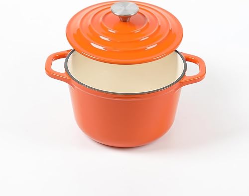 Miniatura 8 de HAWOK Mini horno holandés de hierro fundido esmaltado de 1.5 cuartos de galón amarillo