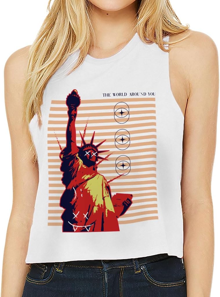 Statue of Liberty Designs Racerback Cropped Tank - Unique Items - Art Lover Gifts for Girl