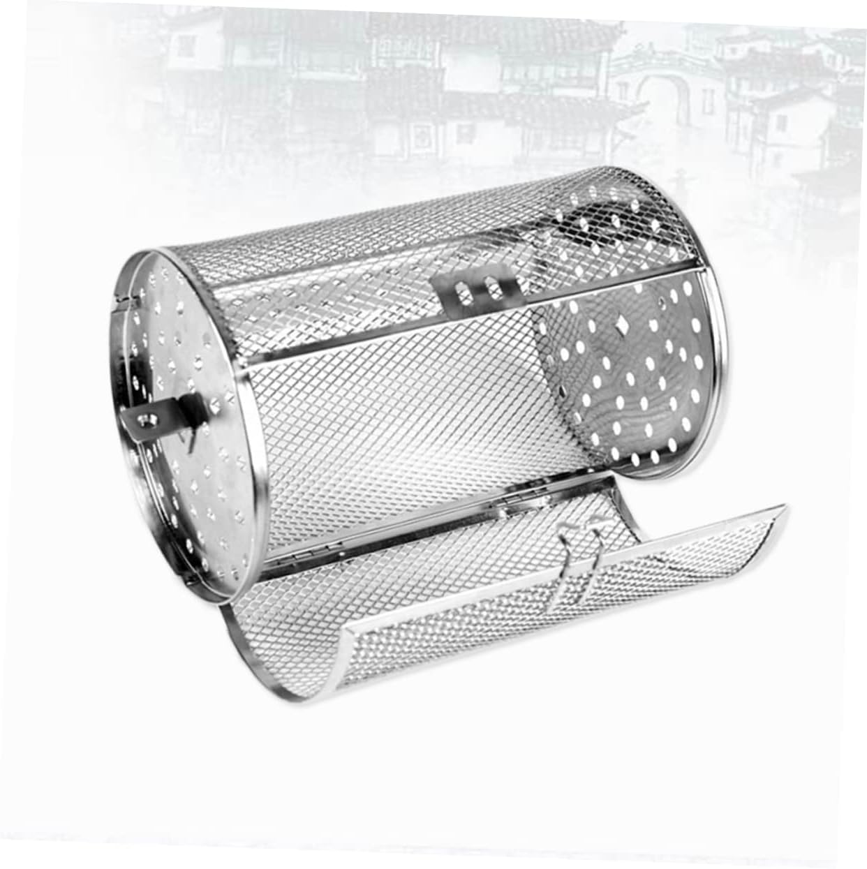 Electric Roaster Pan Lid Rotisserie Grill Roaster Drum Oven Grilled Cage Rolling Barbecue Cage Sturdy Stainless Steel Construction