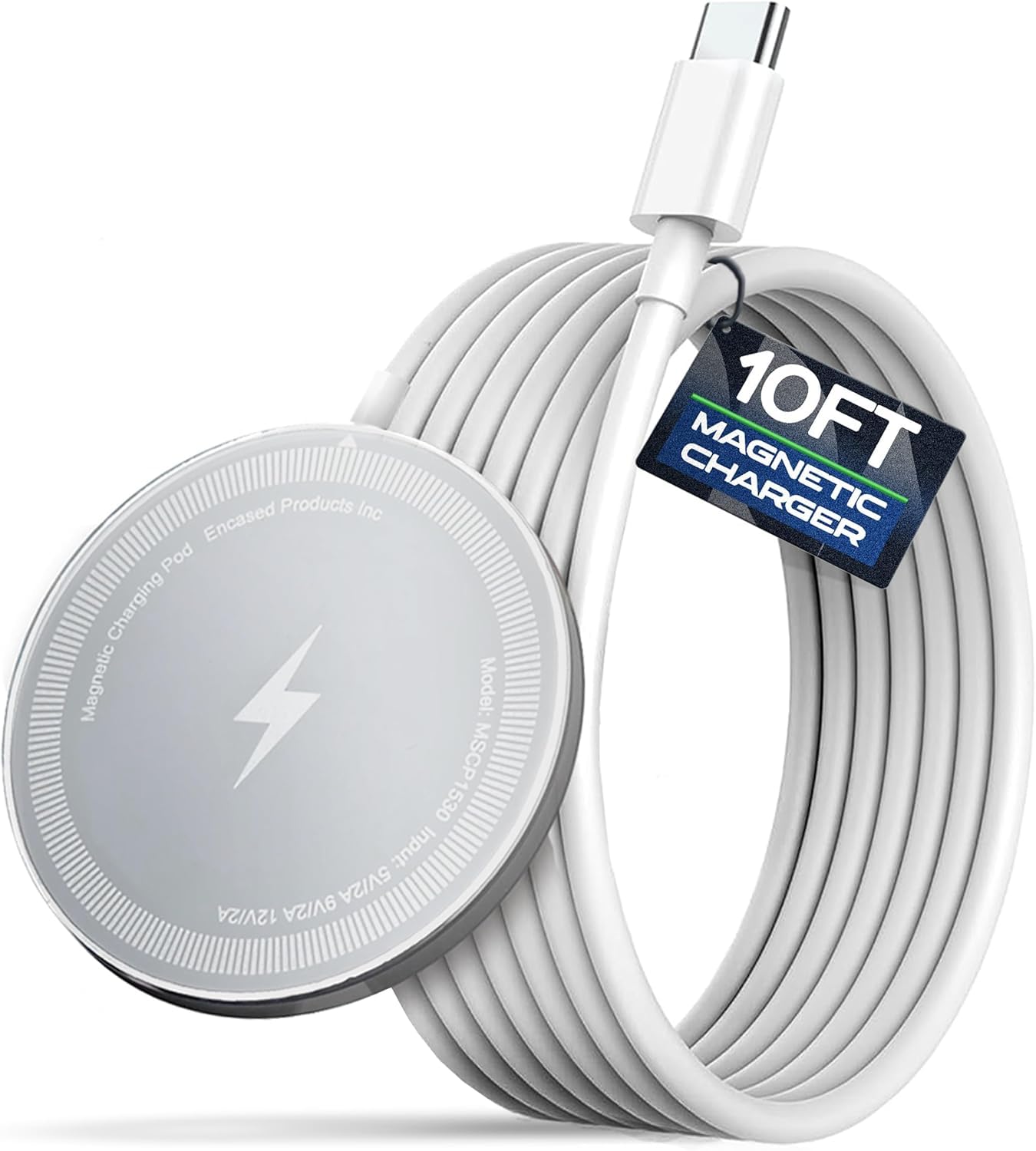 Galvanox Bezprzewodowa ładowarka z bardzo długim przewodem do iPhone'a - 3 m (kompatybilna z MagSafe), magnetyczna podkładka do szybkiego ładowania (15 W) z kablem 3 m (biała)