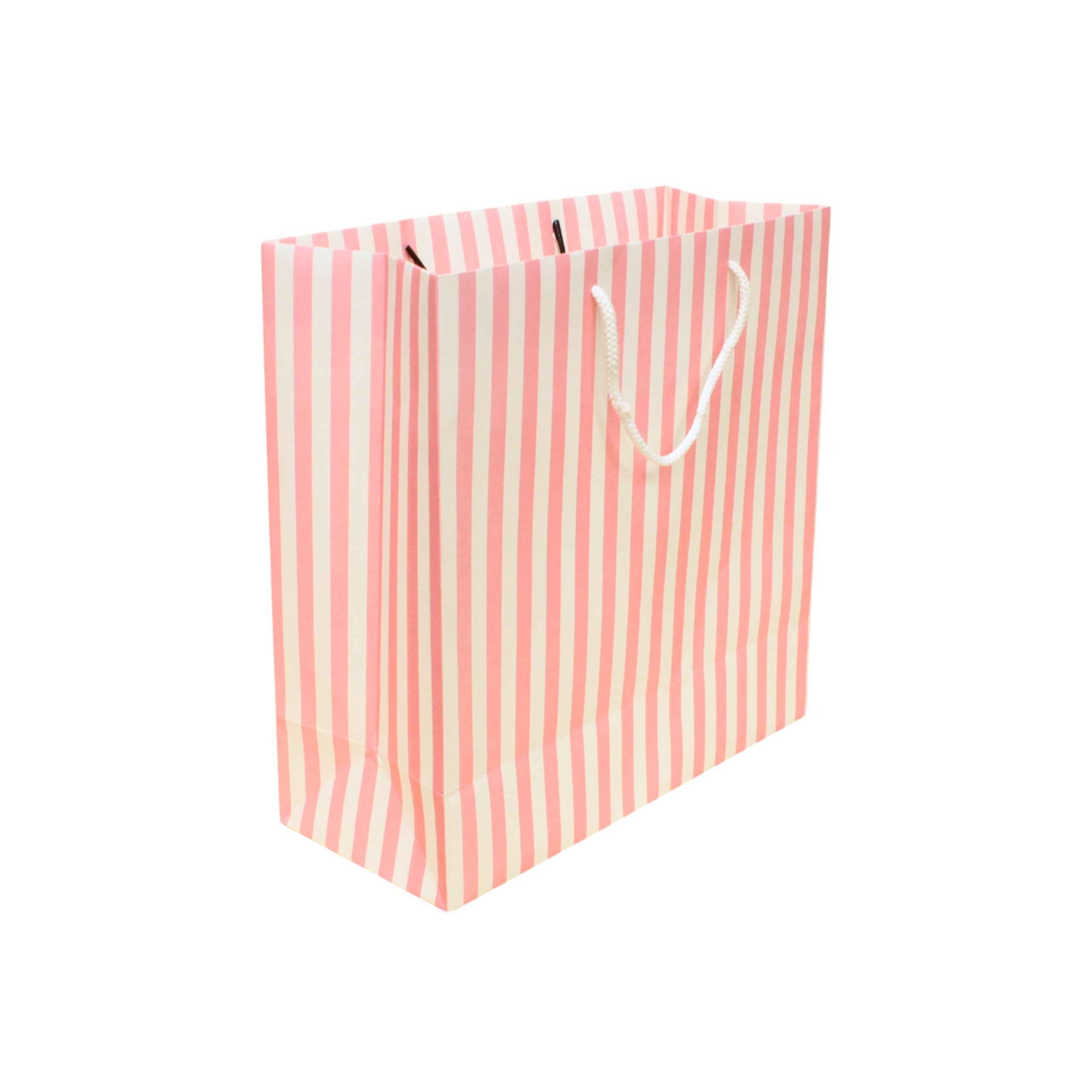 PACLIO-e-OLIO Paper Bag | Pink Stripes Printed Decorative Design | Food Grade Packaging Material | Versatile Solution for Small Gifts and Treats | 12x12x5 Inches | Pack of 10 Pieces Total Quantity-image-15