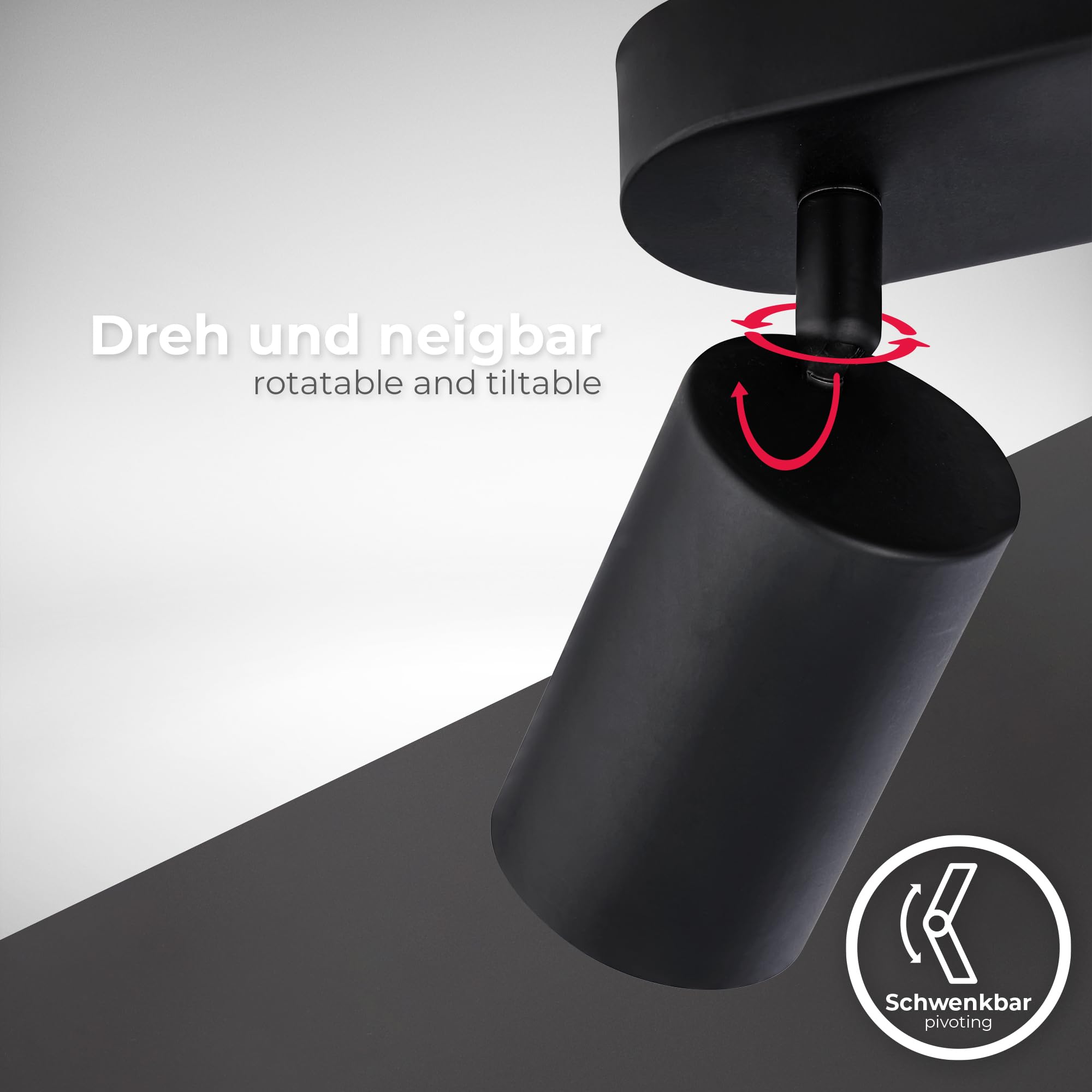 B.K.Licht - Lámpara de techo 3 luces, Metal Negro, GU10 máx 3x9W, 60x90x390mm, Sin Bombillas, IP20, Diseño Industrial, Iluminación Interior Ajustable