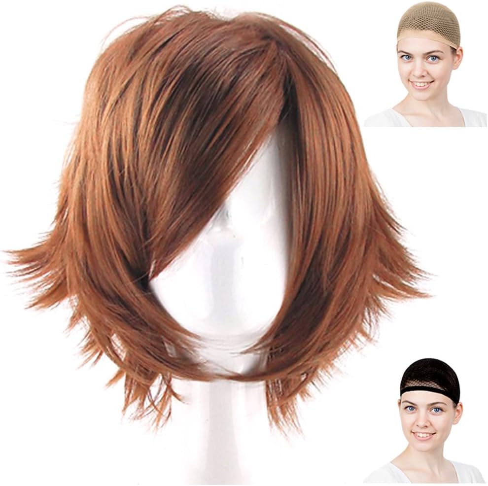 (Case Eden) Cosplay Wig Valvrave the Liberator Tokishima Hult Meganebu Soma mirror diamond A Miyuki Kazuya short dark brown White Mel Choi wig net 2 pieces