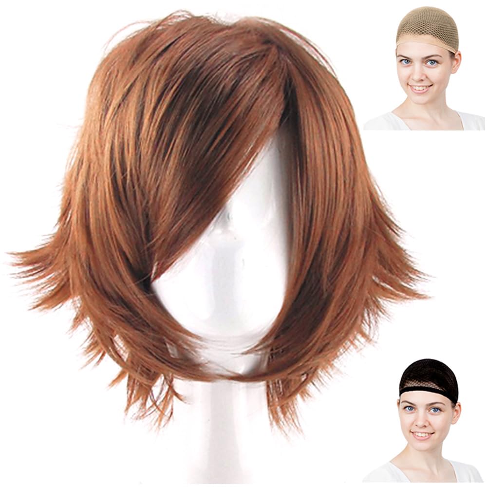 (Case Eden) Cosplay Wig Valvrave the Liberator Tokishima Hult Meganebu Soma mirror diamond A Miyuki Kazuya short dark brown White Mel Choi wig net 2 pieces