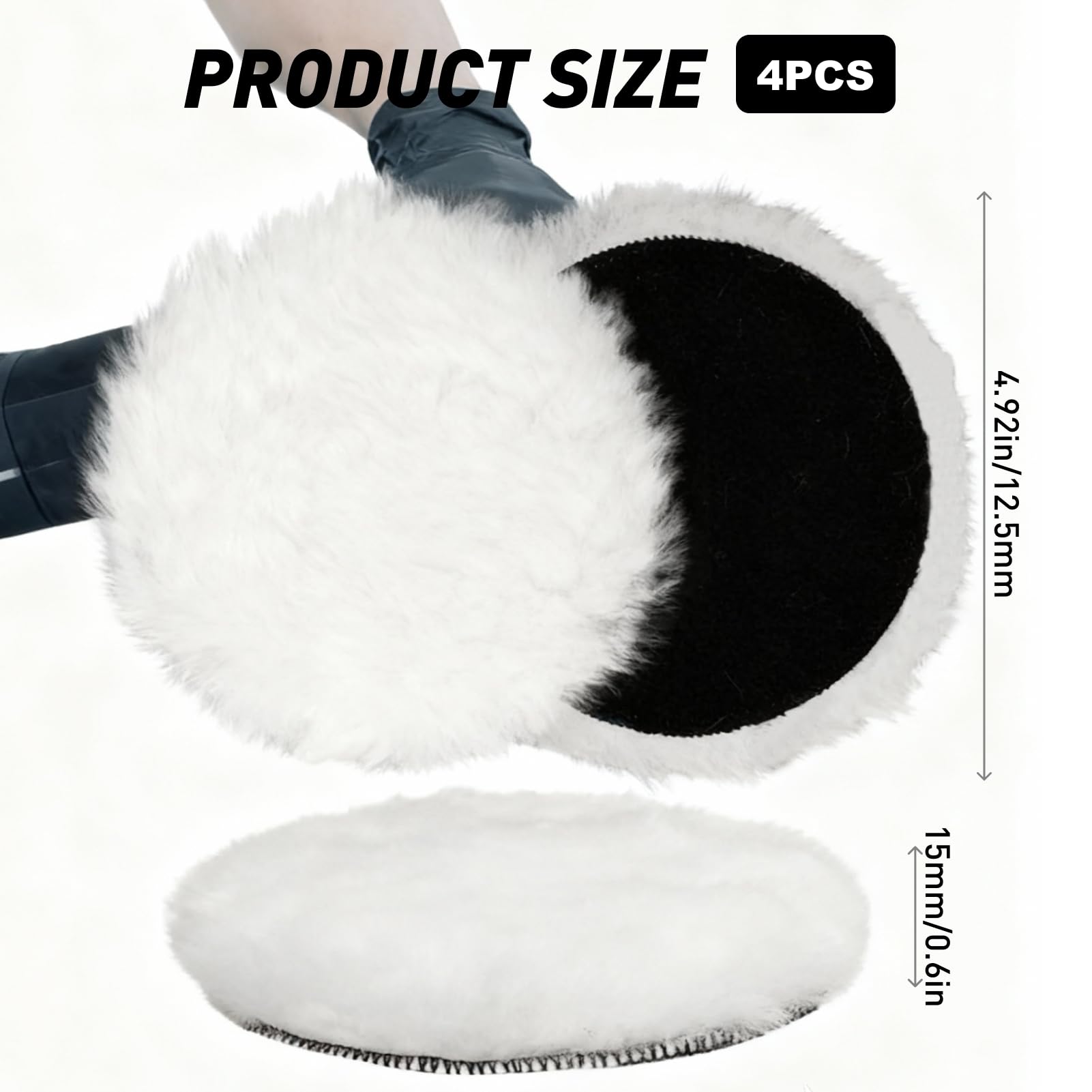 Disque Polissage 125mm Système à scratch pour Bosch Ponceuses Orbitales Tampon Polissage Laine D'Agneau