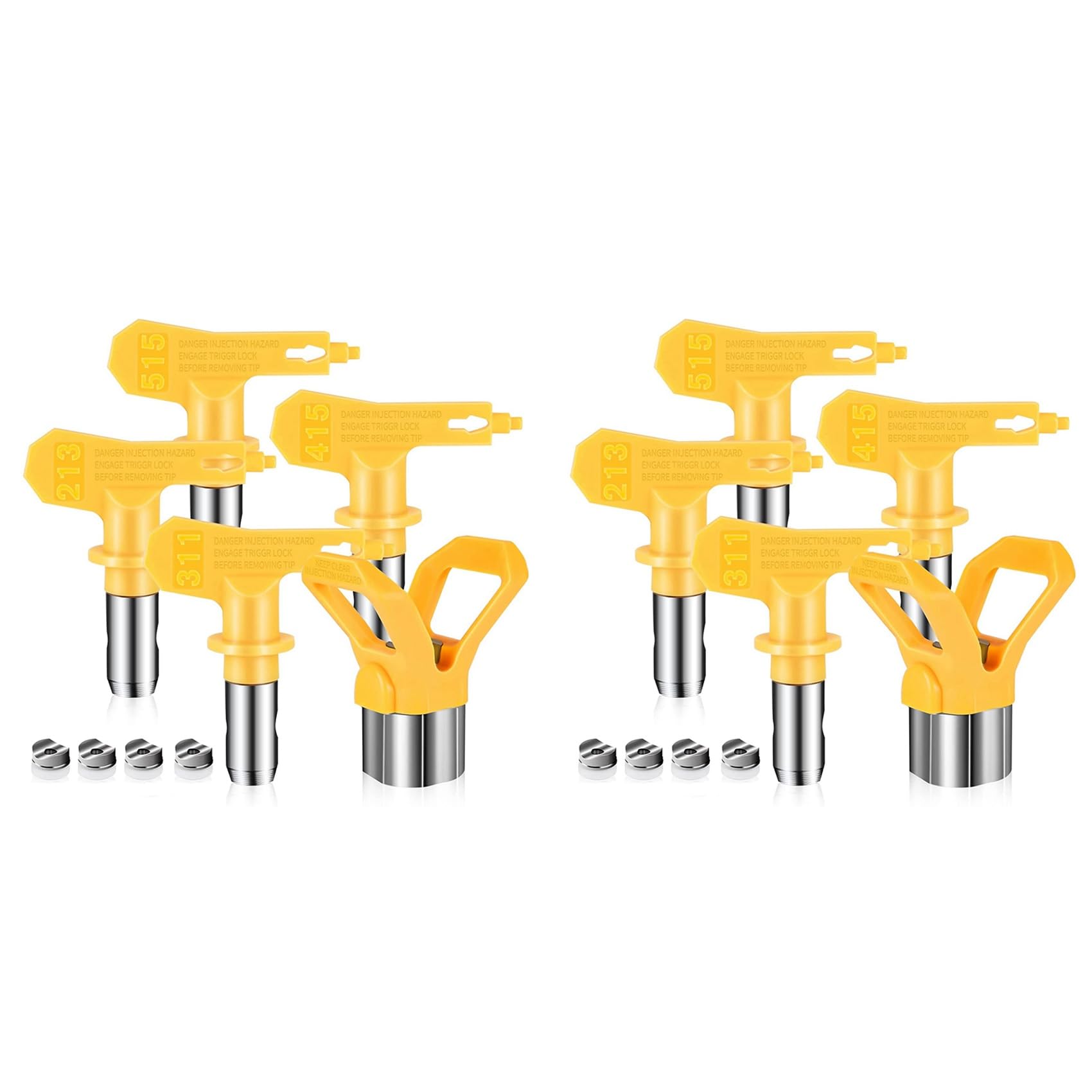 Jnchdghwa Yellow 10-Piece Airless Paint Sprayer Tip Guard Nozzle Seat Replacement For Airless Paint Tip Nozzle(213 311 415 515)